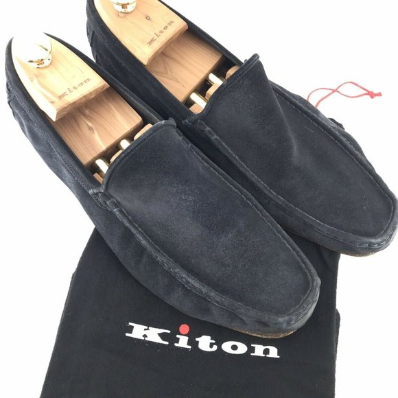 KITON Loafers Men’s 8.5 Suede Navy Blue Slide On - Picture 3 of 8